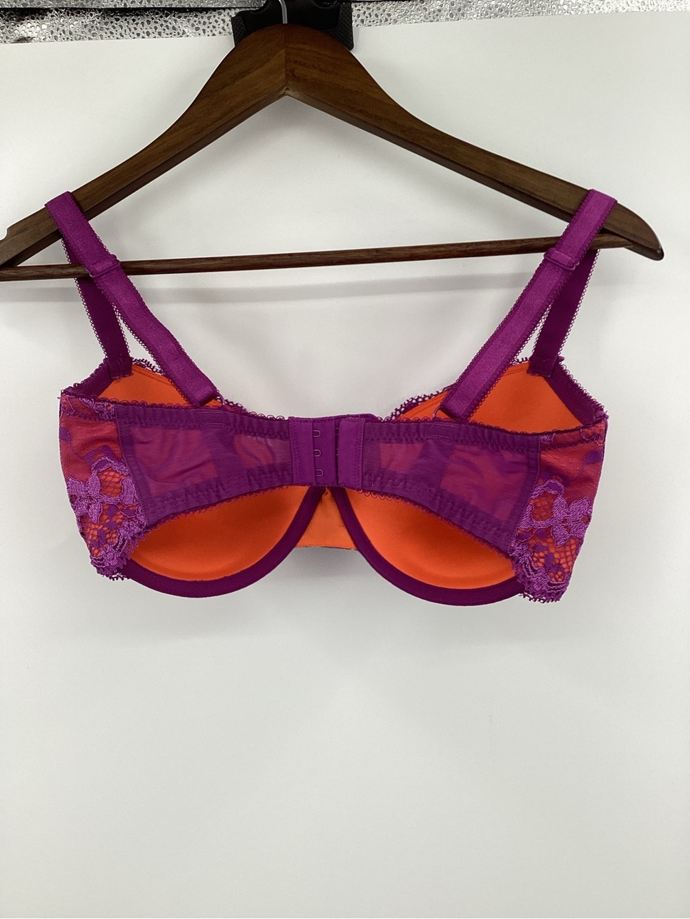 Embroidered Underwire Bra in Magenta & Orange - Picture 2 of 6